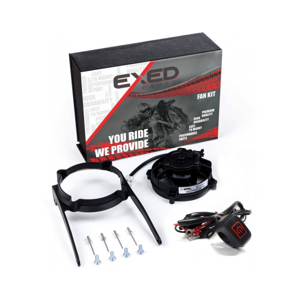 Exed Parts Перка за охлаждане SPAL комплект с Led ON/OFF бутон за KTM EXC 04-16, EXC-F 08-16; Husqvarna TE/FE 14-16