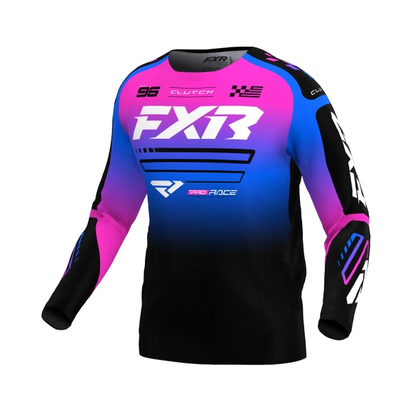 FXR Тениска Clutch MX25 Black Blue Pink - BobiMX.com FXR Тениска Clutch MX25 Black Blue Pink