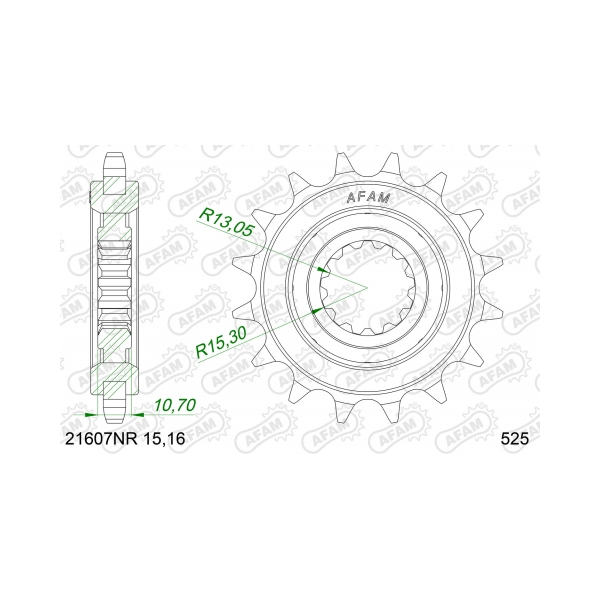 AFAM Преден зъбак с гума 16 Зъба/ 525 Yamaha FZ8N/8S Fazer 10-16, MT07/09/10, Tracer 7/9, XSR700/900, YZF R1/R7 - BobiMX.com AFAM Преден зъбак с гума 16 Зъба/ 525 Yamaha FZ8N/8S Fazer 10-16, MT07/09/10, Tracer 7/9, XSR700/900, YZF R1/R7