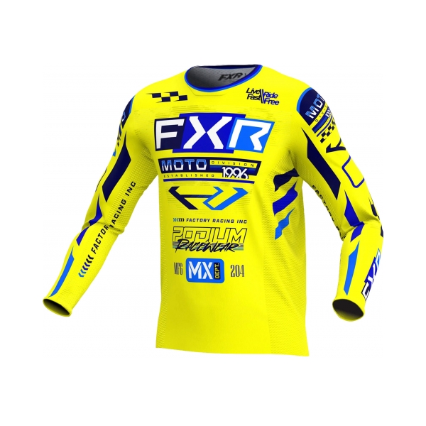 FXR Тениска Podium Gladiator MX25 Yellow Navy Blue - BobiMX.com FXR Тениска Podium Gladiator MX25 Yellow Navy Blue